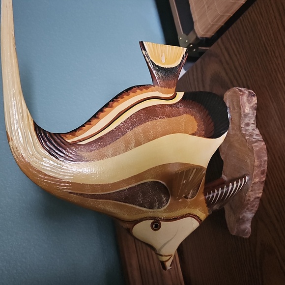 Vintage Handcarved Wooden Angel Fish Sculptures - Picture 2 of 4